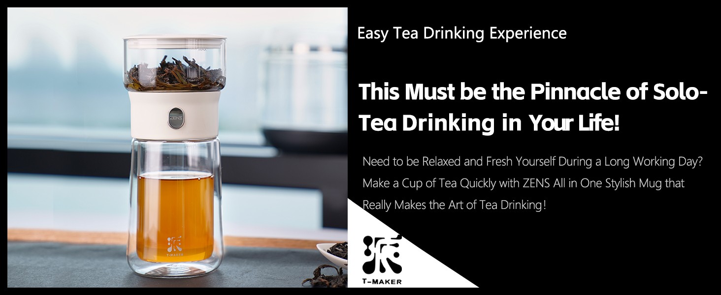 ZENS Modern 3-in-1 Smart Small Glass Tea Infuser Teapot