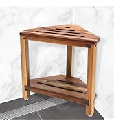 IBosins Corner Shower Stool with Storage Shelf Shower Foot Rest for Shaving Legs Small Bench for ...