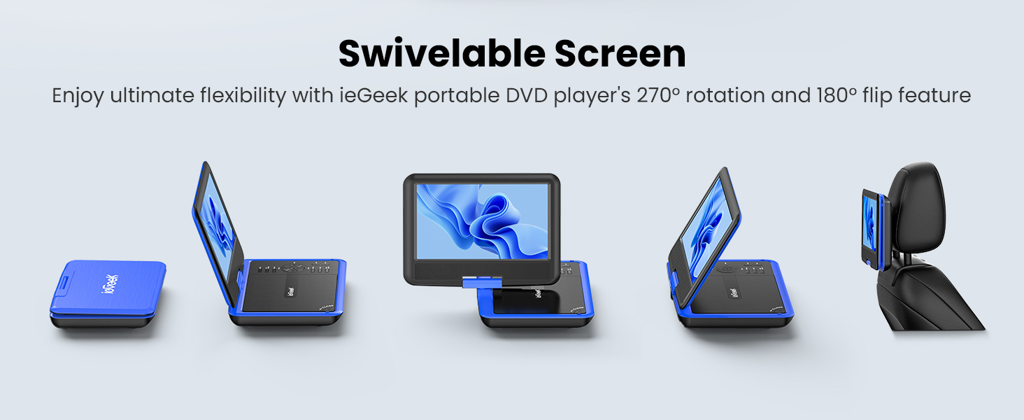 Portable DVD player swivels and mounts to car headrest for fun road trips