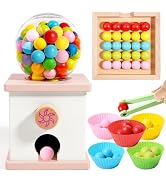 QimuMku 9.6" Wooden Gumball Machine Counting Montessori Toys for 3 4 5 Years Old Boys Girls, Todd...