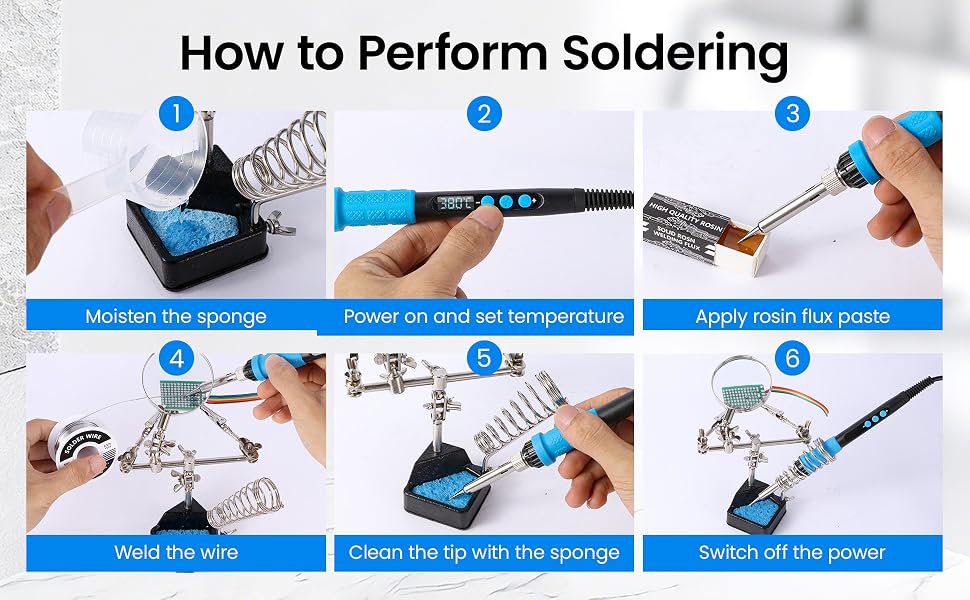 Infographic shows the full clear step-by-step workflow for proper, safe soldering operations.