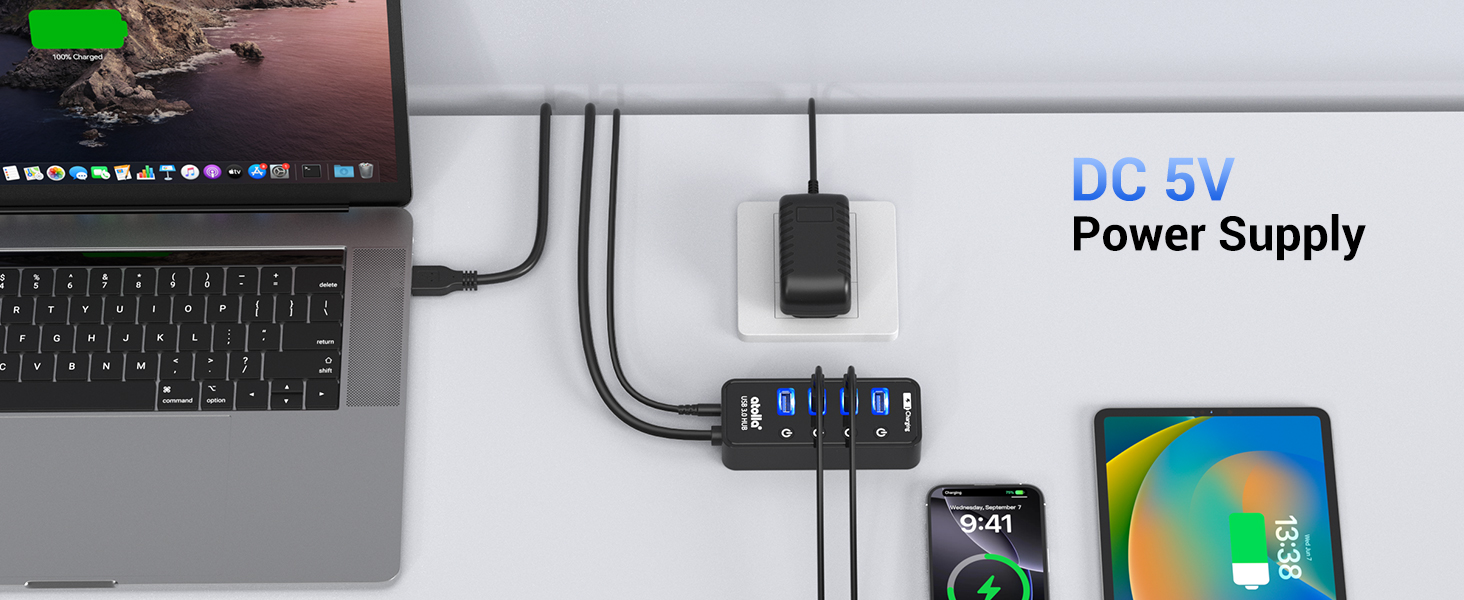 DC 5V power supply included to reliably power multiple connected devices
