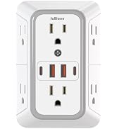 JcBlaon Outlet Extender Surge Protector - 6 Outlet Splitter with 4 USB Ports (2 USB C), Multiple ...