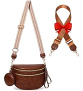 CEUTNIZ Brown PU Leather Bum Bags for Women Crossbody Sling Bag Large Fanny Pack Trendy Leather B...