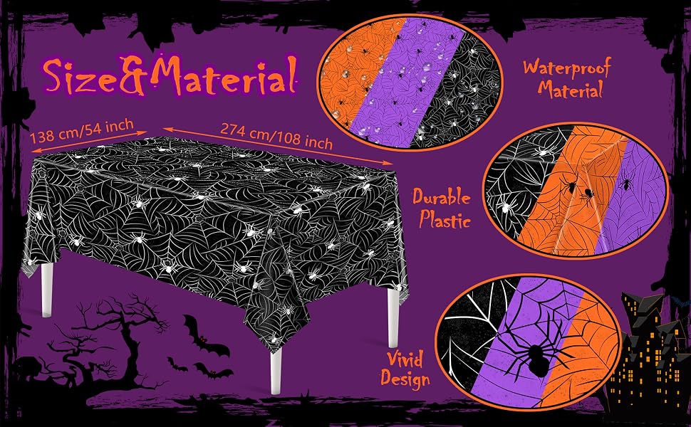 halloween spiderweb plastic tablecloth