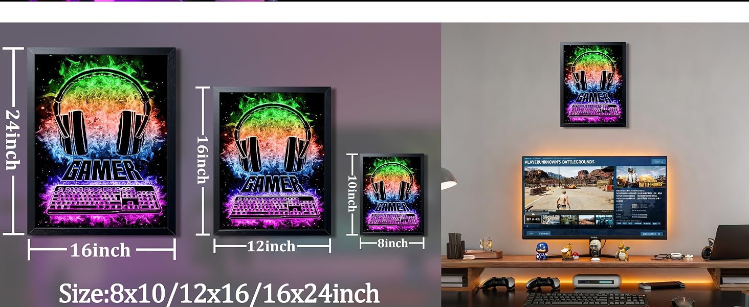 Boys Room Gamer Wall Decor Cool Video Gamers Wall Art