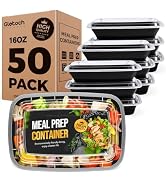 Glotoch 16oz Meal Prep Containers with Lids 50-Pack, Airtight Leakproof Food Storage Containers R...
