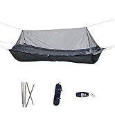 onewind Camping Hammock with Mosquito Net and Pole, Bridge Hammock Lay Flat Hammock for Adults Ca...
