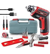 Hi-Spec 35pc Red tool kit with 3.6V USB Electric Screwdriver and drill set. Complete basic tool set