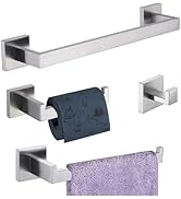 4-Pieces Bathroom Hardware Set Brush Nickel Bathroom Accessories Set SUS304 Towel Bar Set Include...