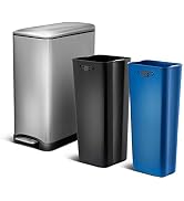 Home Zone Living 13 Gallon Slim Kitchen Trash Can with Dual Compartments for Trash and Recycling,...