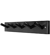 SKOLOO Wooden Wall Mounted Coat Rack,16'' Hole to Hole, 5 Pegs Bamboo Wall Hook for Hanging Cloth...