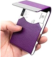 Padike PU Leather Business Card Holder for Women Slim Pocket Business Name Card Holder Stainless ...