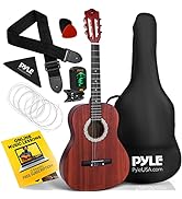 Pyle 6 Acoustic Guitar 36 Inch Junior Set, ¾ Size Nylon String Wood Classic Guitarra Acustica for...