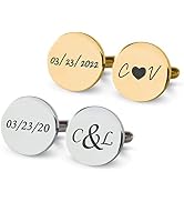 Personalized cufflinks for men, custom engraved cufflinks for groom, gold & silver wedding cuffli...