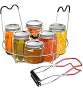 KORCCI 12in Stainless Steel Canning Rack with Contour Handles, Holds 7 Pint or 6 Quart Jars in Pr...