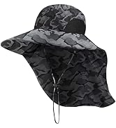 Outdoor Sun Hat for Men with 50+ UPF Protection Safari Cap Wide Brim Fishing Hat with Neck Flap, ...