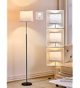 Hikczc 60" Modern Floor Lamp for Living Room Bedroom, Standing Lamp with Oatmeal Linen Lampshade,...
