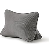 Ailuteie Corduroy Lumbar Support Backrest Pillow for Sitting & Reading, Ergonomic Triangle Cushio...
