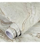 practicalWs Glossy Marble Contact Paper Peel and Stick Gray/Gold Wallpaper Vinyl Wrap Waterproof ...