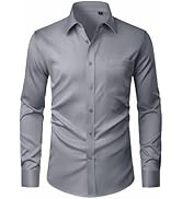 J.VER Men's Dress Shirts Stretch Stain Shield Button Down Shirt Solid Formal Business Casual Long...