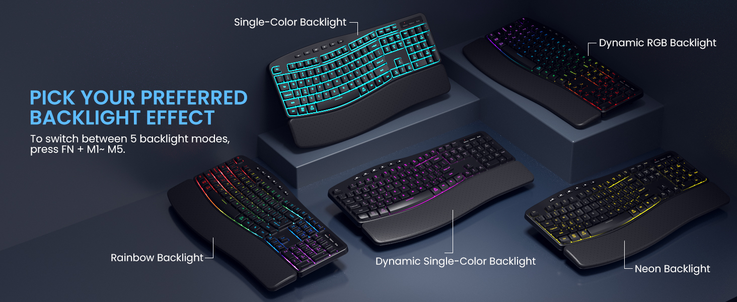 backlit ergonomic keyboard wireless silent keyboard light up ergonomic keyboard