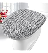 Arotive Soft Chenille Bathroom Toilet Lid Cover 17.5x15, Machine Washable Seat Covers, Stays in P...
