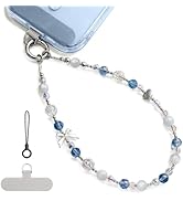 ABITKU Phone Charm, Pearl Crystal Beaded Wrist Strap for Women, Hands-free, Drop-proof and Anti-t...