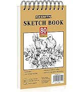 FIXSMITH 5.5"X8.5" Sketch Book | 80 Sheets (68 lb/100gsm) Sketchbook | Top Spiral Bound Artist Sk...