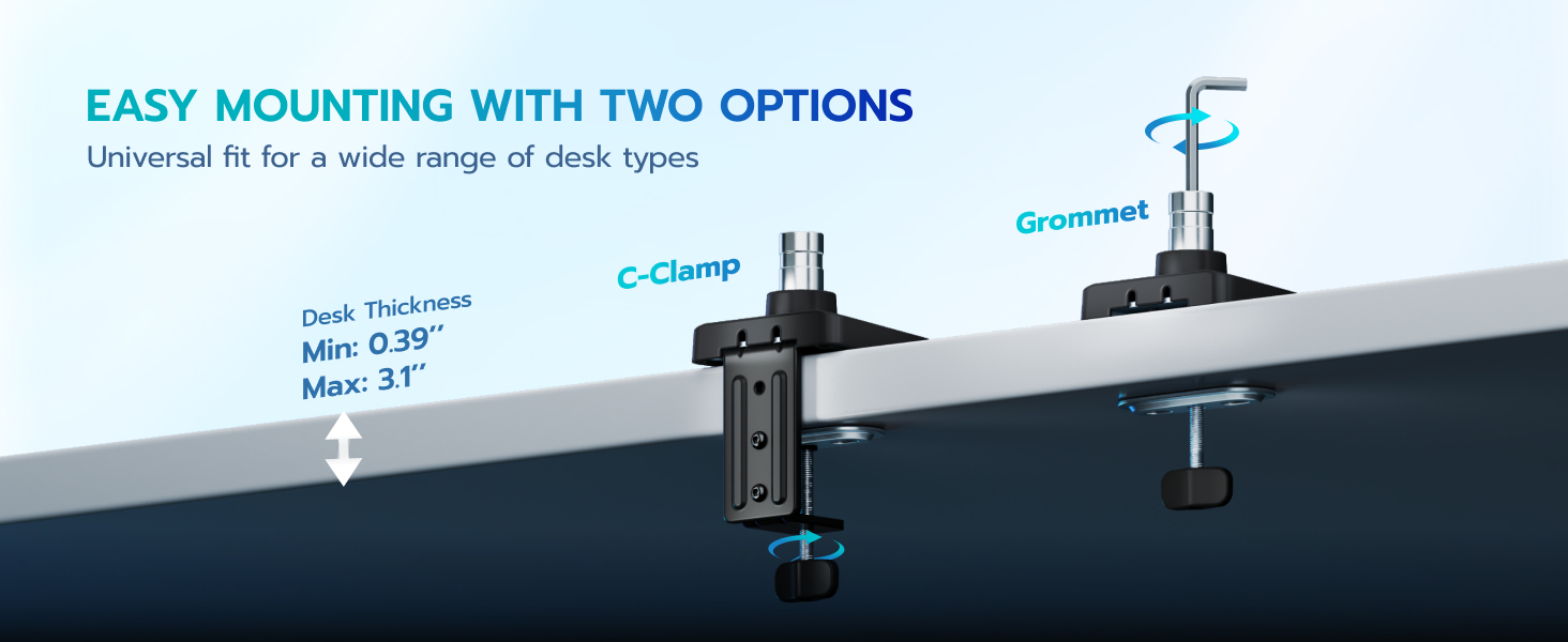 Text reads 'EASY MOUNTING WITH TWO OPTIONS'. Technical diagram showing installation options for dish drying rack with blue highlighting.