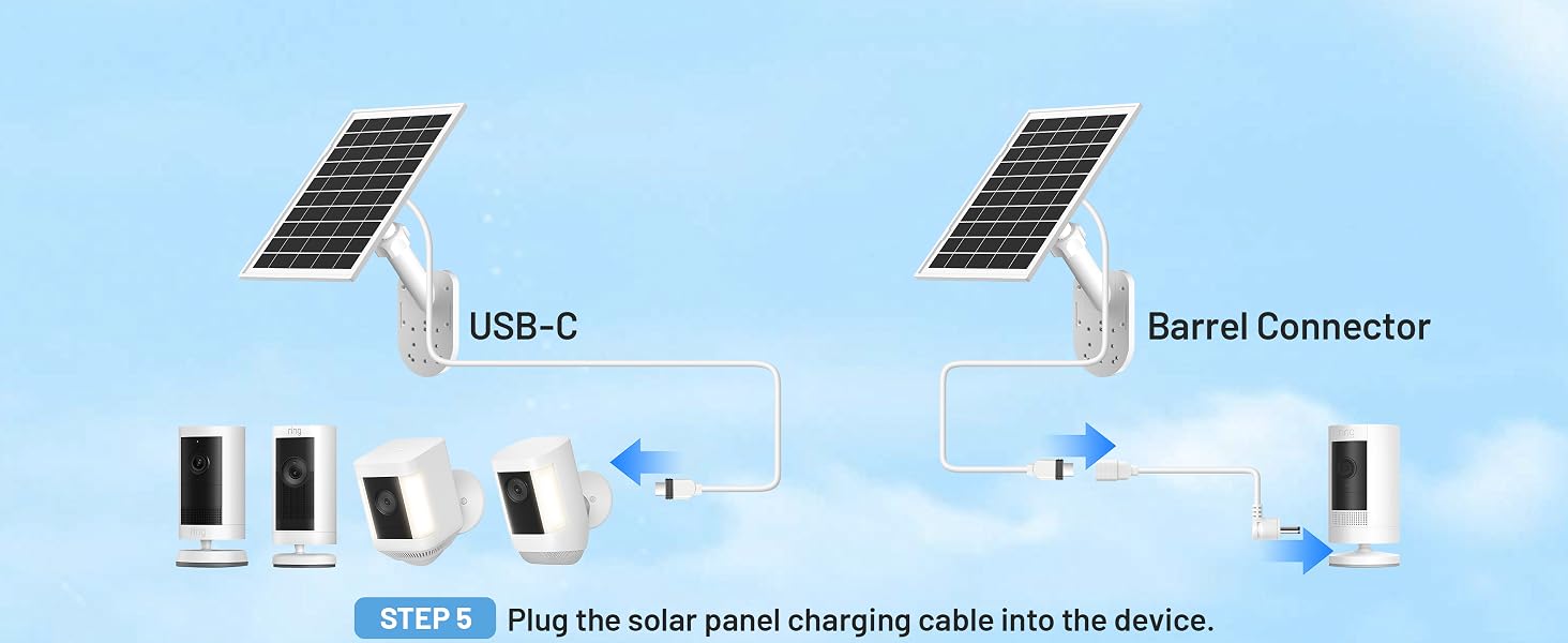 Solar Panel and 2-In-1 Wall Mount for Ring Cam