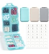 3 Pack, 14 GRIDS Travel Pill Organizer Box with Labels - Travel Medicine Case Kit - Pocket Daily ...