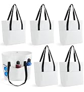 MAFYE Canvas Tote Bag with Pockets, 12oz Cotton Tote Bags Bulk for Women, Sublimation Blanks W/Lo...