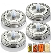 Ugotit Mason Jar Fermentation Lids, 4 Pack Stainless Steel Self Burping Fermentation Jar Lids Wid...