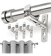 Curtain Rod Bracket, Adjustable Curtain Rods Holders Heavy Duty Ceiling Wall Mount Curtain Rod Ho...