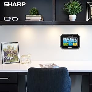 sharp atomic clock weather station temperature automatic DST gift elderly fathers day