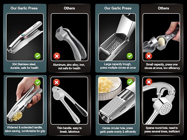 Premium Garlic Press Stainless Steel heavy duty