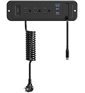 65W USB C Drawer Outlet, HEZI Furniture Recessed Power Strip Plug in 4 USB & (3) 15 Amp AC Outlet...
