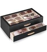 Lolalet Sunglasses Organizer for women, Multi Eyewear Storage Box with Drawer, Glasses Case Displ...