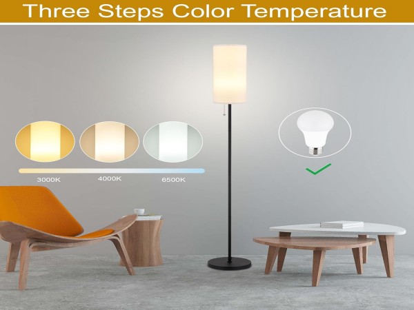 Floor Lamp Living Room Modern Standing Lamps Lampshade Minimalist Tall Lamp Chain Switch