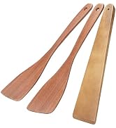 3Pcs Wooden Spatulas, 12inch Long Handle Flat Spatula Set for Nonstick Pans, Multipurpose Wooden ...