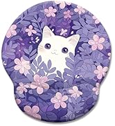 LIMKRIAN Purple Mouse Pad with Wrist Rest, Cat Ergonomic Mouse Pad Wrist Support with Non-Slip Pa...