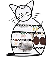 Urban Deco Jewelry Organizer Stand Cat Shaped Earring Holder Organizer Metal 48 Stud Earring Hole...