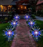 SolarEra Solar Garden Firework Lights Outdoor Waterproof 6 Pack, 120 LED Sparklers, Colorful, for...