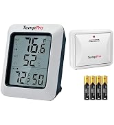 TempPro TempAir 500 FT Indoor Outdoor Thermometer Wireless with Sensor | Large LCD Display, No Hu...