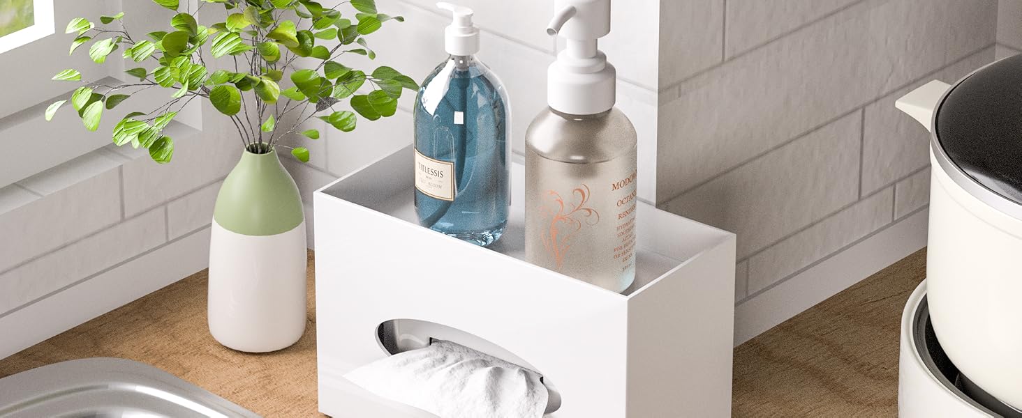 acrylic tissue box holder with tray