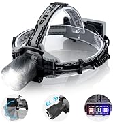 Led Headlamp Rechargeable,600000 Lumens Super Bright Headlamp Battery Powered,Headlight with 4 Mo...