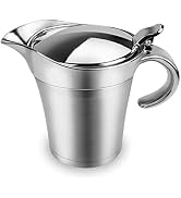 ShineMe Stainless Steel Gravy Boat Sauce Jug with Lid, 26oz Double Wall Insulated, Storage for Gr...