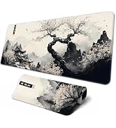 Brecoy Large Mouse Pad, Anime Black Gaming, Extended Kanagawa Mat Desk Pad, 3mm Thick Long Non-Sl...