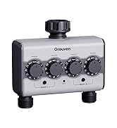 Grouven Dual Outlet Ball Valve Water Timer, Brass Inlet Sprinkler Timer No Water Pressure Require...